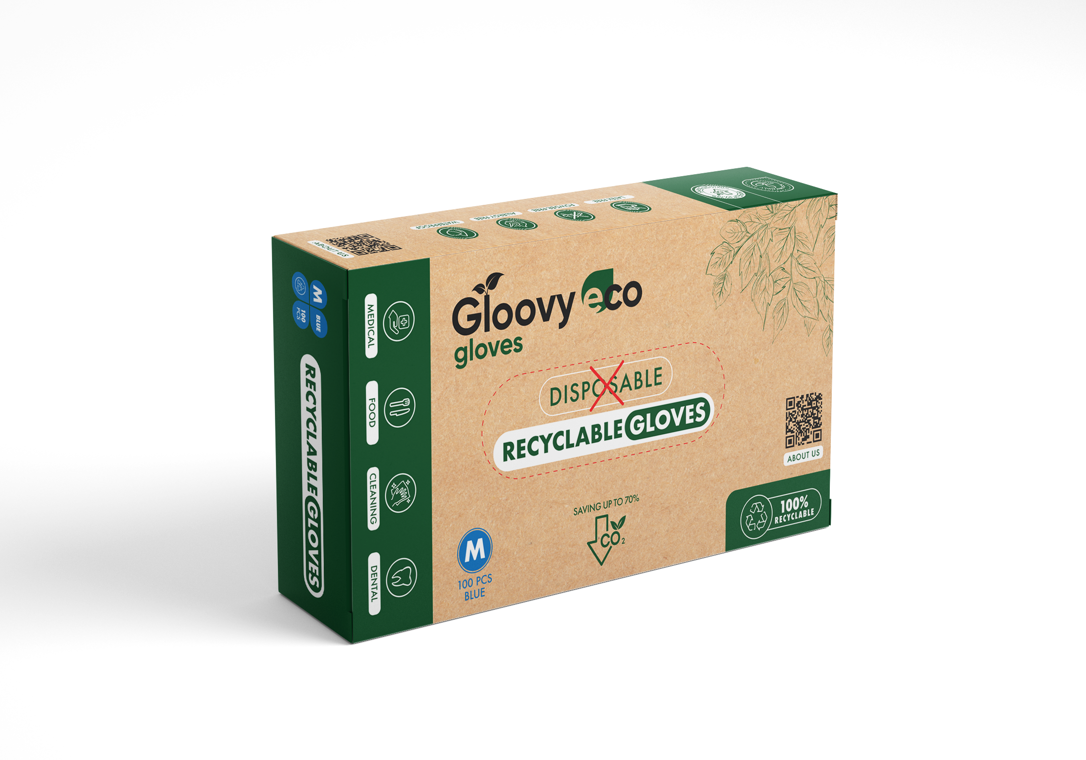Eco gloovy glove, recyclebare handschoen maat XL, 100 stuks