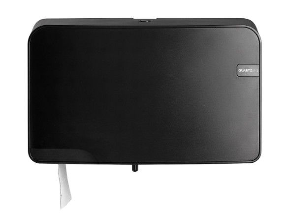 Toiletrolhouder, mini duo jumbo, quartz line, 247x 407 x 145 mm, horizontaal, zwart